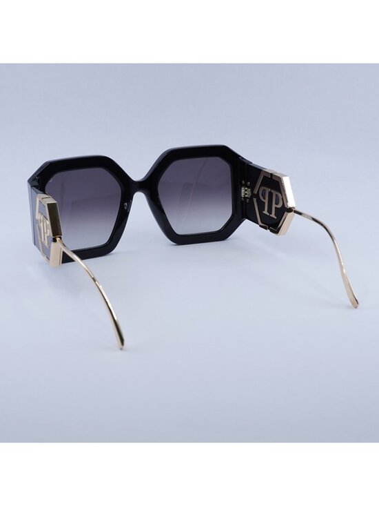 Philipp Plein SPP067 0700 Sunglasses Black Square Frame, Grey Gradient Lenses